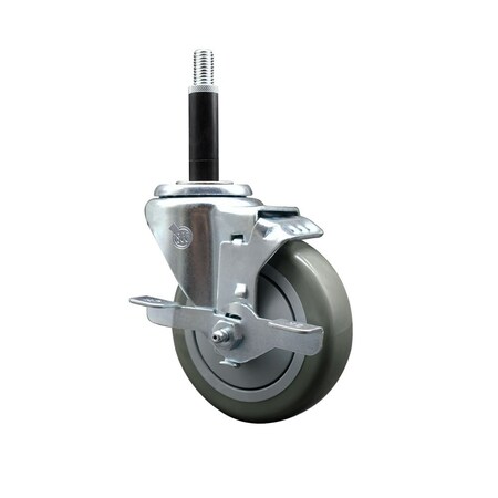 Service Caster 4'' Gray Poly Swivel 3/4'' Expanding Stem Caster with Brake SCC-EX20S414-PPUB-TLB-34